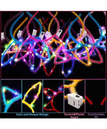 Janinka LED Cat Ears Headband 30 Pcs Light up Rabbit Ear Unicorn Hair Accessories for Women & Girls - Halloween & Christmas Party Supplies - Yellow Purple - Buy Online on GoSupps.com