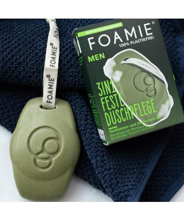 Foamie 3-in-1 Solid Shower for Men - Hemp Seeds & Cedar Oil Body Face & Shampoo Bar - Soothing Clean 90g Extra Care Pack - International Shipping - Buy Online on GoSupps.com