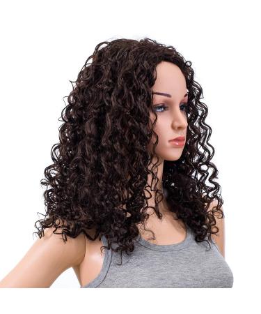 SWACC 20-Inch Long Big Bouffant Curly Wig for Women | Dark Brown-4# | Heat Resistant Synthetic Fiber | Includes Wig Cap - Buy Online on GoSupps.com