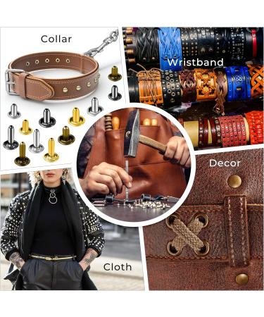 420 Sets Double Cap Brass Rivets Kit - Leather Studs with Setting Tools for Repair and Crafts - 4 Colors, 3 Sizes - 420 Pack - Buy Online on GoSupps.com