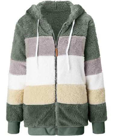Shop Hanxiulin Oversized Plush Hoodie Jacket - Warm Women's Winter Coat & Fleece Sweater in XL Green - Buy Online on GoSupps.com