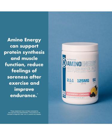 NutraOne Amino Energy BCAA Powder - Pre-Workout Supplement with Caffeine - Blackberry Lemonade - 30 Servings - Fuel & Recover Efficiently - Buy Online on GoSupps.com