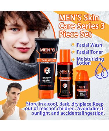 3 Pack Facial Mens Gift Box Set with Daily Face Wash Facial Toner & Long Lasting Mens Face Moisturizer - Buy Online on GoSupps.com
