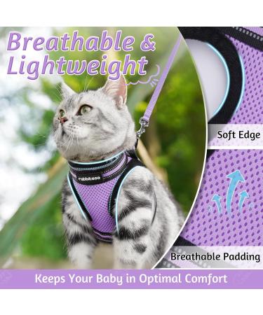 Rabbitgoo Adjustable Cat Dishes & Harness Set - Soft Reflective Stripes for Kittens - Light Purple - International Shipping - Buy Online on GoSupps.com