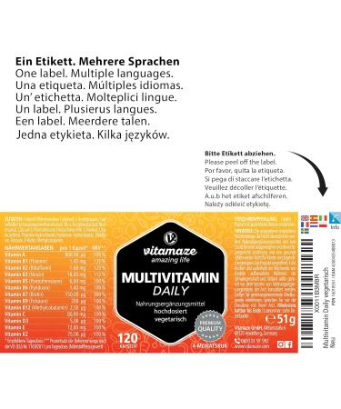 High Dose Multivitamin Capsules - 13 Essential Vitamins 120 Vegetarian Capsules Iodine-Free Natural Nutritional Supplement Made in Germany - Buy Online on GoSupps.com