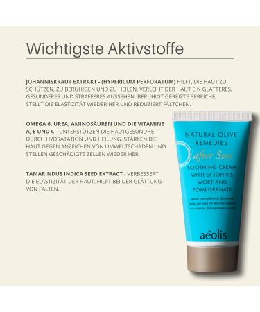 Aeolis Skincare After Sun Soothing Cream - Natural Aloe Vera & Olive Oil | St. John's Wort & Pomegranate | Perfect Gift Ideas | 100% Sustainable - Buy Online on GoSupps.com