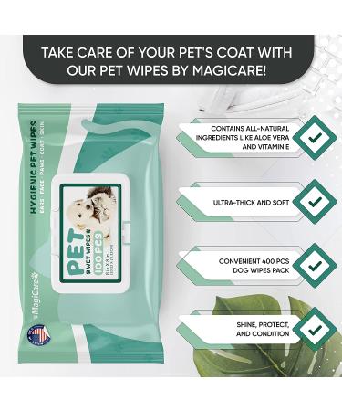 MAGICARE Dog Cleaning Wipes Bundle with Vitamin E & Aloe Vera - Large Pet Wipes, Vet Recommended - 4 Packs (400 pcs) - Buy Online on GoSupps.com