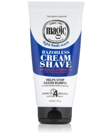 SoftSheen-Carson Magic Razorless Shaving Cream for Men, Hair Removal Cream, Regular Strength for Normal Beards, No Razor Needed, Depilatory Cream Works in 4 Minutes, 6 oz Shaving Cream 1 Count