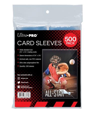 Ultra PRO Clear Card Sleeves for Standard Size Trading Cards measuring 2.5" x 3.5" (500 count pack) 2 5/8 x 3 5/8"