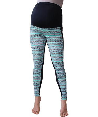 Maternity Chevron Stripes Over Bump Leggings - Multicoloured Zigzag Print, No See Through, Pregnancy Yoga Wear - Buy Online on GoSupps.com
