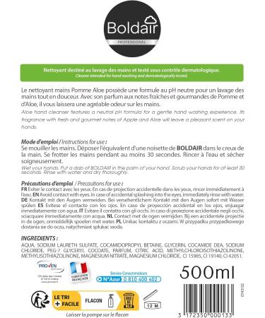  Boldair BOLDAIR - Apple and Aloe Hand Wash - Cleansing Moisturizing and Softening Formula - 500ml - Made in France - Buy Online on GoSupps.com