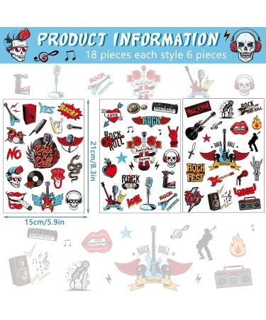 Rock Star Party Decorations - Born to Rock and Roll Fake Temporary Tattoos (18 Sheets) - Buy Online on GoSupps.com
