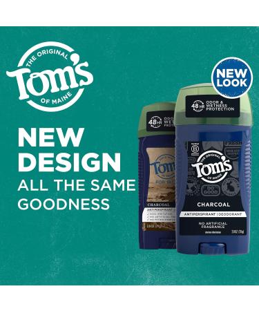 Tom's of Maine Natural Charcoal Antiperspirant Deodorant for Men 2.8 oz - Buy Online on GoSupps.com
