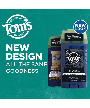 Tom's of Maine Natural Charcoal Antiperspirant Deodorant for Men - 3-Pack | Fresh 2.8 oz - Buy Online on GoSupps.com
