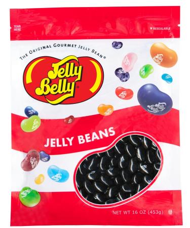 Jelly Belly Licorice Jelly Beans - 1 Pound (16 Ounces) Resealable Bag - Genuine, Official, Straight from the Source Black Licorice 1 Pound (Pack of 1)