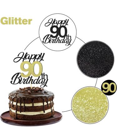Shop Sumerk 90th Birthday Cake Attachments - Gold & Black Decorations Perfect for 90th Birthday Party - Buy Online on GoSupps.com