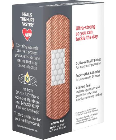 Band-Aid Tough-Strips Bandages - Durable One Size Adhesive 20 Count for Optimal Wound Care - Buy Online on GoSupps.com