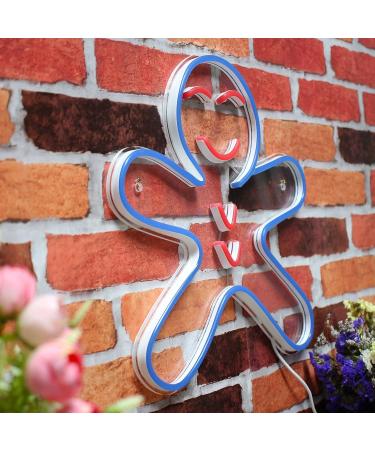 ST16s33-fnu0150-rb Gingerbread Man LED Neon Sign - Dual Color Red & Blue Silicone Perfect Holiday Decor - International Shipping Available - Buy Online on GoSupps.com