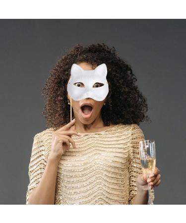 ABOOFAN White Cat Mask - Unpainted DIY Half Face Therian Halloween Mask for Masquerade - International Shipping Available - Buy Online on GoSupps.com