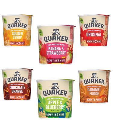 Quaker Oats Pick N Mix - Choose From 6 Flavours |Banana & Strawberry Apple & Blueberry Golden Syrup Original Porridge Oat Chocolate Orange Oat Caramel Fudge - Pack of 2 59.00 g (Pack of 2)