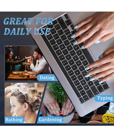 24 Pieces Short Press On Nails - Sequin Glitter Angular French Acrylic Full Cover - Artificial Fingernails with Glue Stickers for Women & Girls - Buy Online on GoSupps.com