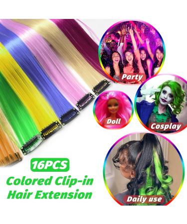 16Pcs Green Clip in Hair Extensions - 22 Inch Colorful Highlights for Women & Girls - Synthetic Hair Accessories for Parties - Buy Online on GoSupps.com