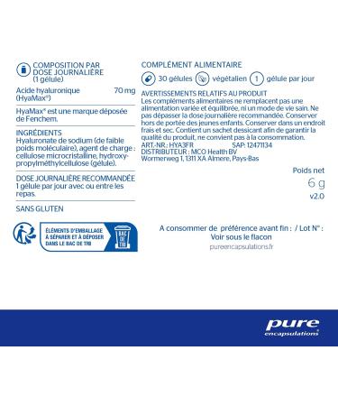 Pure Encapsulations - Hyaluronic Acid - Highly Absorbable Nutricosmetics - Helps Maintain Skin Firmness & Elasticity - 60 Vegan Capsules - Buy Online on GoSupps.com