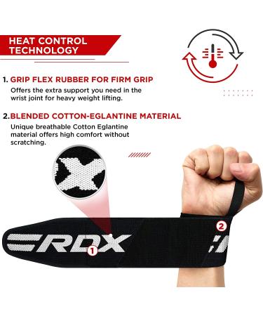 RDX Weight Lifting Wrist Wraps - IPL USPA Approved, Elasticated Pro Straps for Powerlifting & Bodybuilding - Thumb Loop, Fitness Strength Training, Gym Workout - Black Standard - Buy Online on GoSupps.com