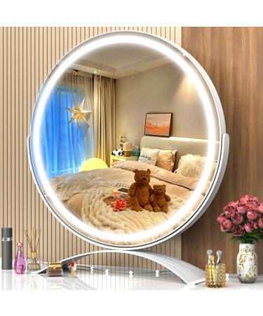 Gvnkvn Vanity Mirror with Lights  18 Lighted Makeup Mirror Oval Mirror LED Makeup Mirror with 3 Color Modes for Bedroom Light Up Mirror with Touch Control 360 Adjustable White 1 18 x 18