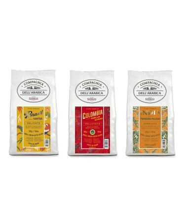 Caffè Corsini – Coffee Beans 3 x 250 g Compagnia Dell'Arabica Mix Brazil/Colombia/India, Mono Origin, 750 g in Total