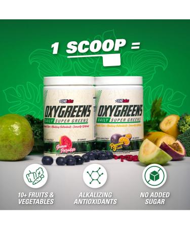 EHPlabs OxyGreens Super Greens Powder - Spirulina & Chlorella Superfood Green Juice Powder & Greens Supplements with Prebiotic Fibre Antioxidants & Immunity Support 30 Serves (Passionfruit) Passionfruit 30 Servings - Buy Online on GoSupps.com