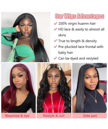 22 HD Lace Front Wig Human Hair 180% Density for Black Women - Pre Plucked with Baby Hair - Natural Color - Buy Online on GoSupps.com