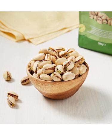 Amazon Brand - Happy Belly Roasted & Salted Pistachios 500g (Pack of 2) - Buy Online on GoSupps.com
