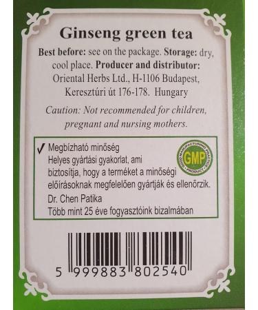 Dr Chen Ginseng Root with Green Tea Traditional Natural Herbal Blend 20 Teabags - Buy Online on GoSupps.com