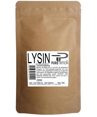 100g L-Lysine powder - 100% pure and without additives - Lysine HCL from PureTrition 100 g (1 pack)