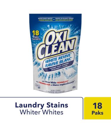OxiClean White Revive Enzyme Laundry Stain Remover Paks Effective on Grease Blood Wine Stains and More - Colour Safe Chlorine Bleach-Free 18 Counts - Buy Online on GoSupps.com