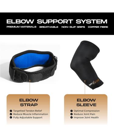 Ionocore Copper Compression Elbow Support System - Pain Relief for Tennis & Golfers Elbow - Men & Women - X-Large - Buy Online on GoSupps.com
