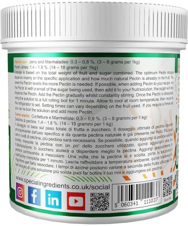 Special Ingredients Pectin Powder 250g Premium Quality Ideal for Making Jam Marmalades Chutneys Fruit Jellies & Cake Fillings European Non-GMO Gluten Free Recyclable Container Pectin Powder 250 g (Pack of 1) - Buy Online on GoSupps.com