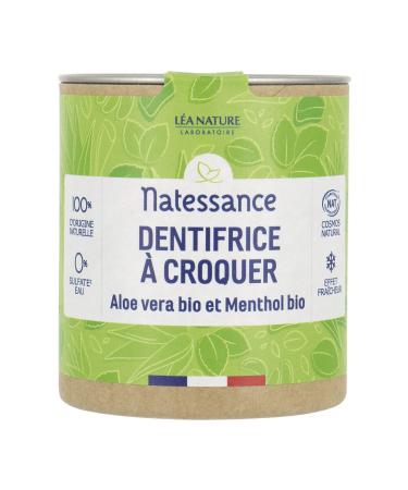 Natessance-Kauzahnpasta-solids-Bio-Aloe Vera and Bio-Menthol-Bio Cosmos Organic Certified-Cardboard 100% recyclable 80 tablets Mint 80 pieces (1 Pack)
