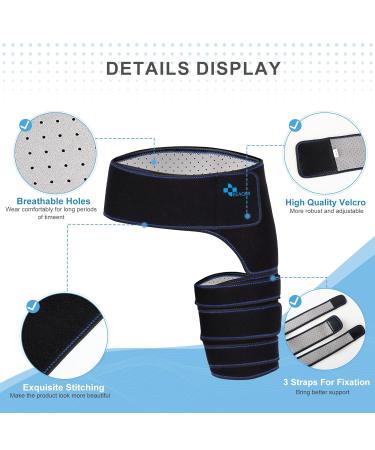 REAQER Hip Brace Groin Wrap - Compression Thigh Support for Sciatica Pain Relief | Unisex Left Leg - Black - Buy Online on GoSupps.com
