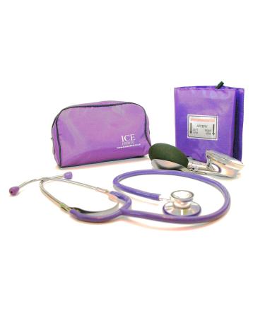 Aneroid Purple Sphygmomanometer with 1 Adult Cuff and Purple Stethoscope - Blood Pressure Monitor Kit
