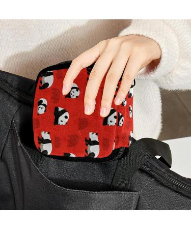 GIAPB Period Bag - Sanitary Napkin Storage Holder & Makeup Pouch (Bear Panda Design, Red Background) |1531 - Buy Online on GoSupps.com