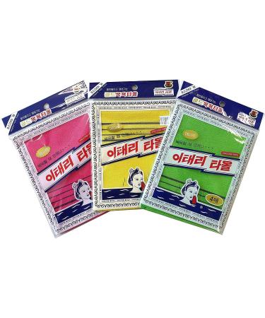 Korean Exfoliating Towel Washcloth Mitts 12pcs - GOLDSANGSA (Green4 Red4 Yellow4) | Korean Italy Towel for Skincare Exfoliation - Buy Online on GoSupps.com