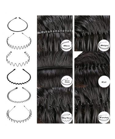 6 Pieces Unisex Black Wave Headbands - Slip-Resistant Elastic Hair Accessories for Men & Women | Perfect for Sports & Daily Wear - Buy Online on GoSupps.com