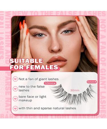 Eyelashes Wispy Natural False Lashes 3D C Curl Eye Lashes Clear Band Short Russian Strip Lashes that Look Like Extensions Reusable Fake Eyelashes Asian Fake Lashes Pack by Goddvenus short lashes - Buy Online on GoSupps.com