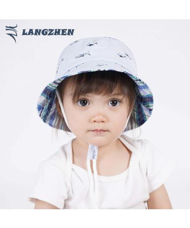 LANGZHEN Beach Sun Protection Hat | Baby Girls Adjustable Wide Brim Play Hat | Light Blue - Fish | 1-2 Years - Buy Online on GoSupps.com