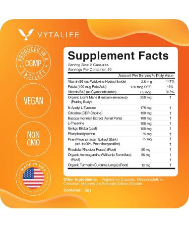 Memory and Focus Supplements for Adults | Brain Vitamins with Ginko Biloba | Ageless Brain Formula for Seniors - Buy Online on GoSupps.com