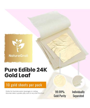 10 Genuine 24K Edible Gold Leaf Sheets from Germany - 1.7x1.7 inch, Food Grade for Cake Decorations and Desserts - Buy Online on GoSupps.com
