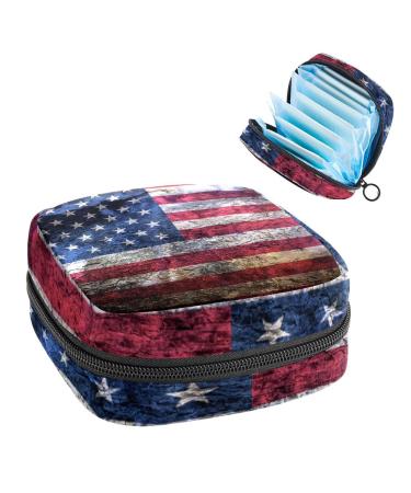 Women's bonds storage pockets Stillpad holder American flag portable period kit pocket feminine product bag for women girls color4