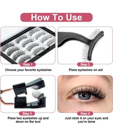 XQMMGO 12 Pack Magnetic Eyelashes Magnetic False Eyelashes Set Magnetic Eyelashes Without Eyeliner 3D False Eyelashes Waterproof Thin Eyelashes - Buy Online on GoSupps.com